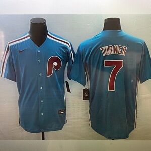 😋Trea Turner Blue Stitched Jersey😛